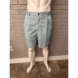Haggar Men’s Lightweight Blue Pleated Front Shorts Size 38